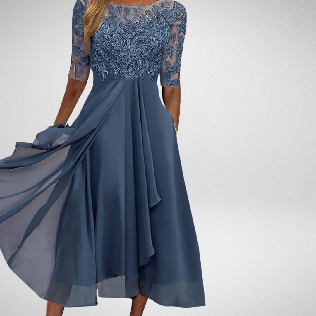 Sofia – Elegante blauwe midi-jurk