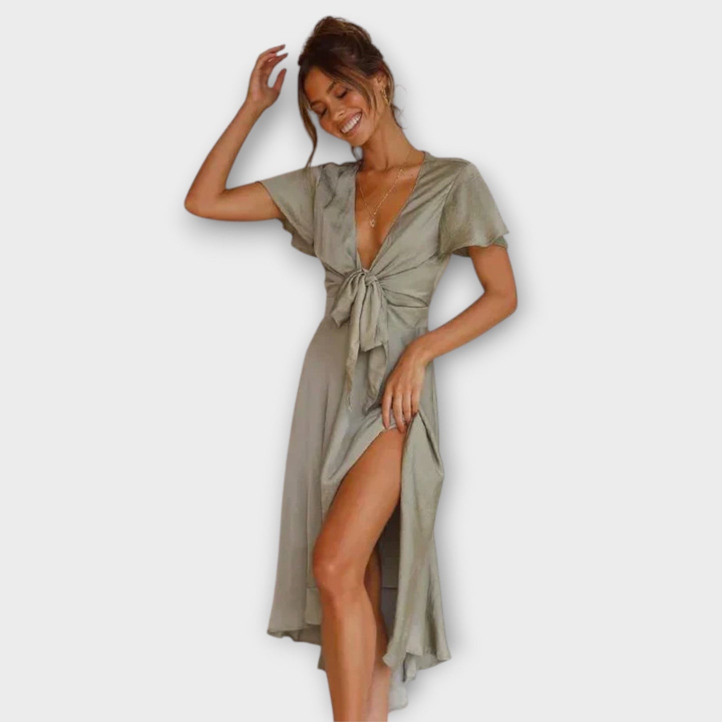 Margret - Elegante V-hals Midi-jurk