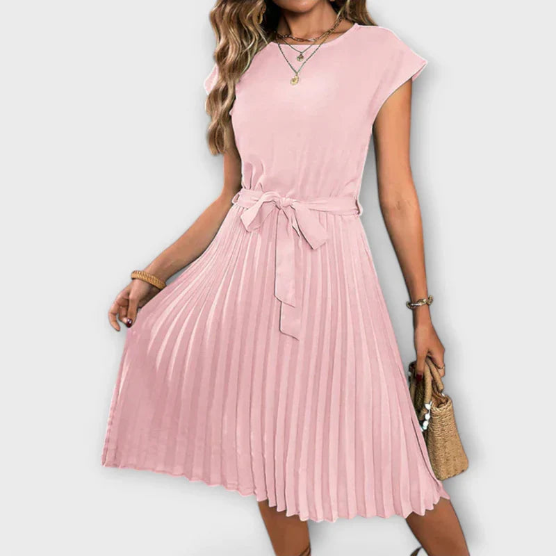 Claire - Korte mouw, geplooide, casual minijurk