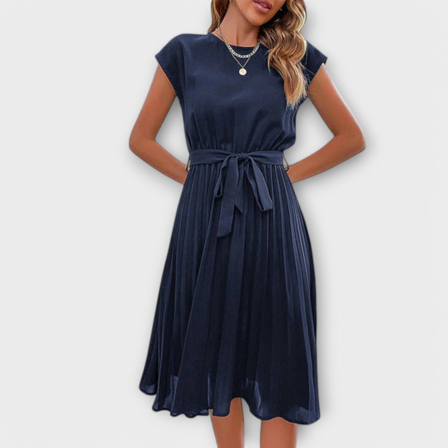 Claire - Korte mouw, geplooide, casual minijurk