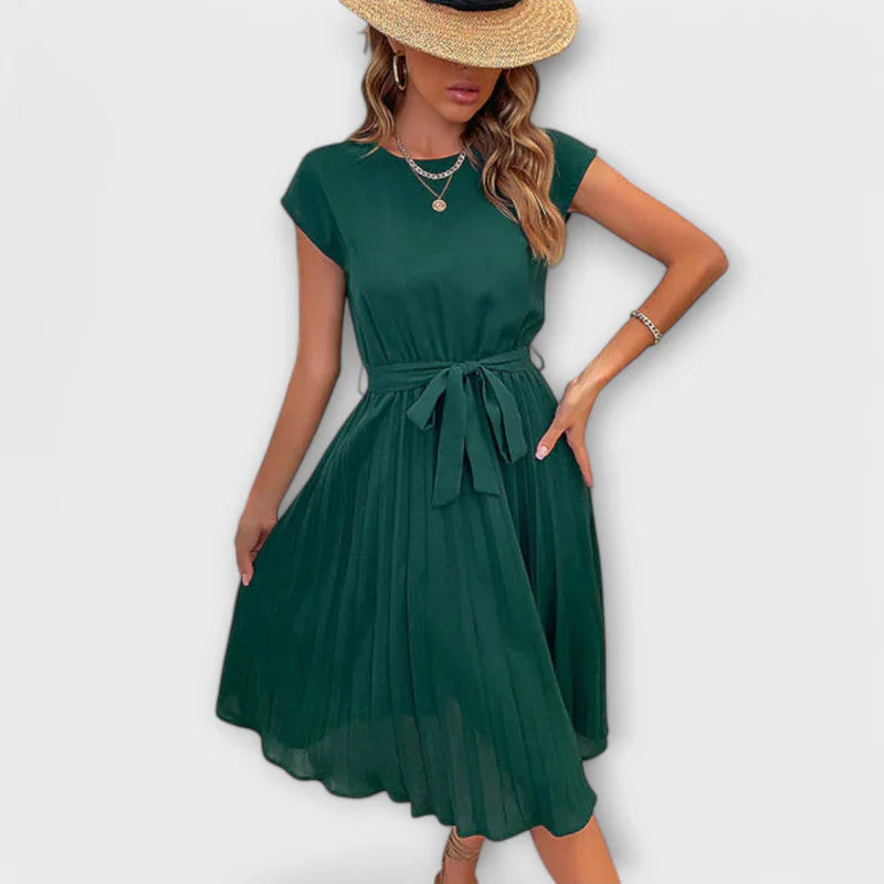 Claire - Korte mouw, geplooide, casual minijurk