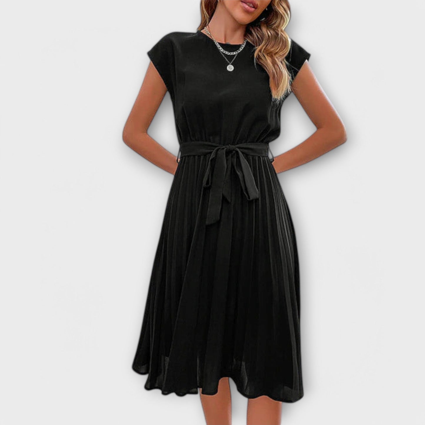 Claire - Korte mouw, geplooide, casual minijurk