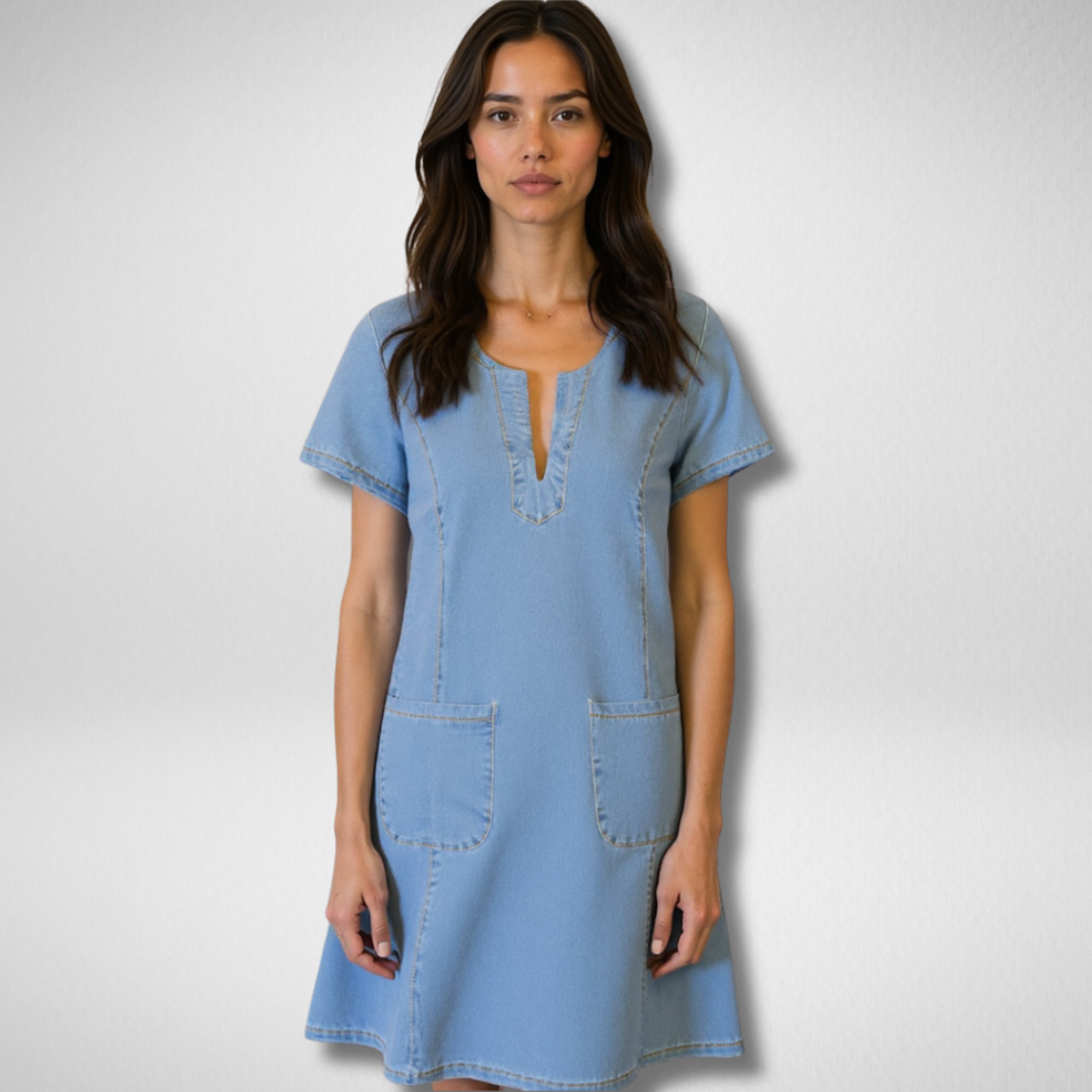 Ilona | Casual Jurk in Denim-Stijl