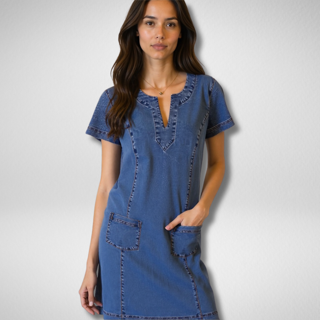 Ilona | Casual Jurk in Denim-Stijl