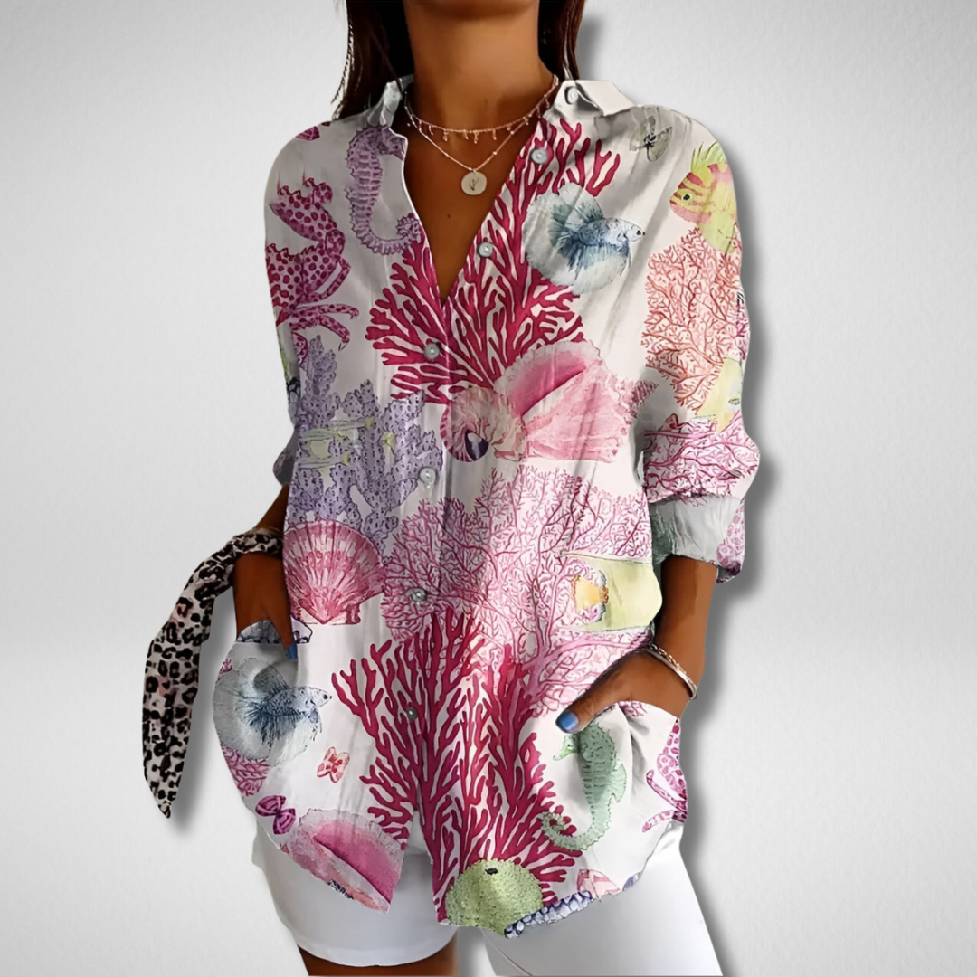 Willow | Vloeiende Blouse met Knoopsluiting en Elegante Buikbedekking