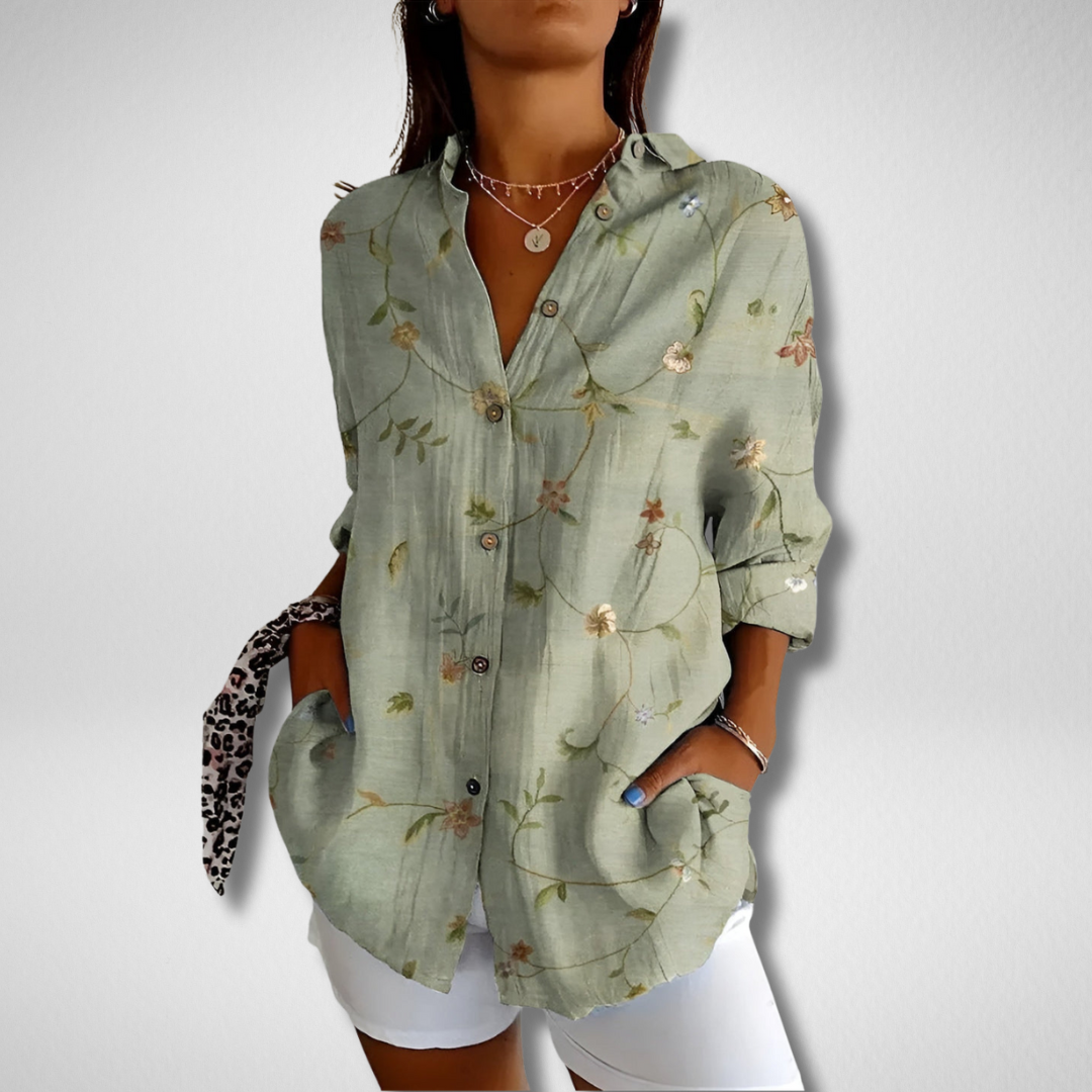 Willow | Vloeiende Blouse met Knoopsluiting en Elegante Buikbedekking