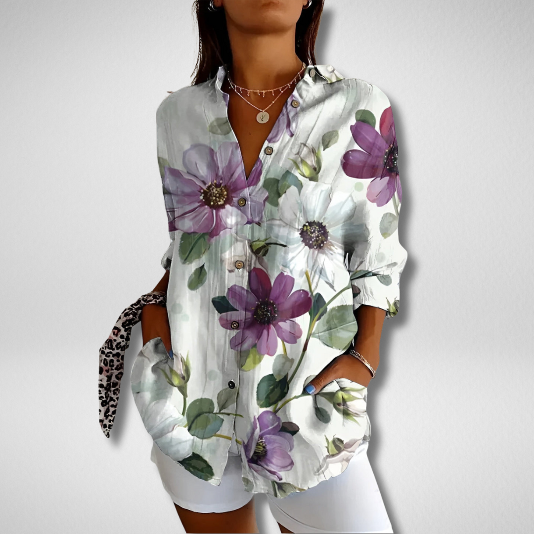 Willow | Vloeiende Blouse met Knoopsluiting en Elegante Buikbedekking