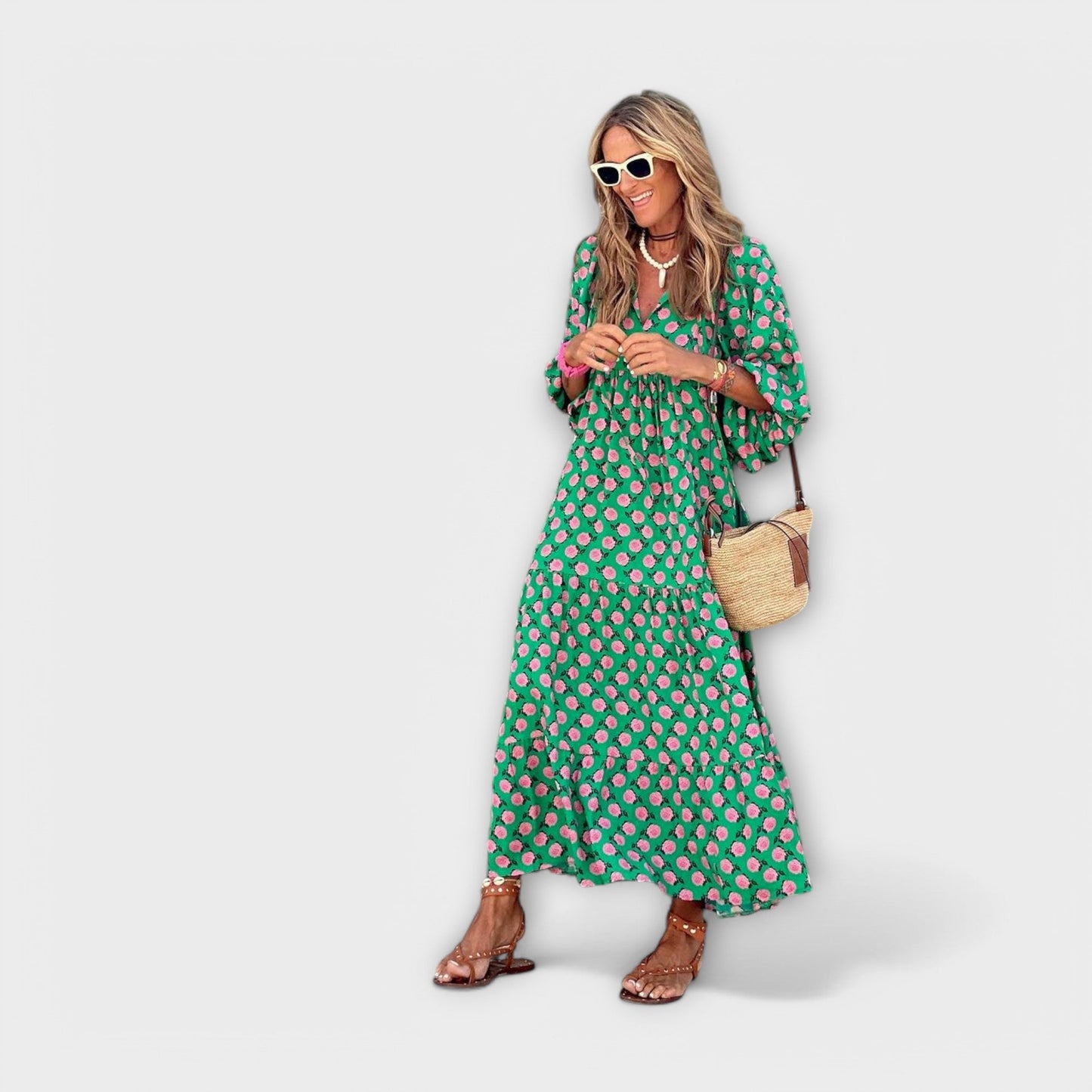 Elegante Geometrische Maxi Jurk