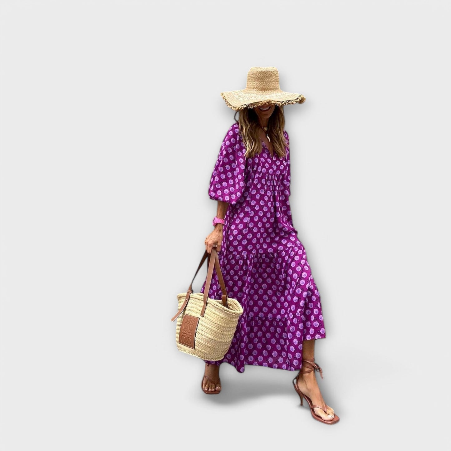 Elegante Geometrische Maxi Jurk