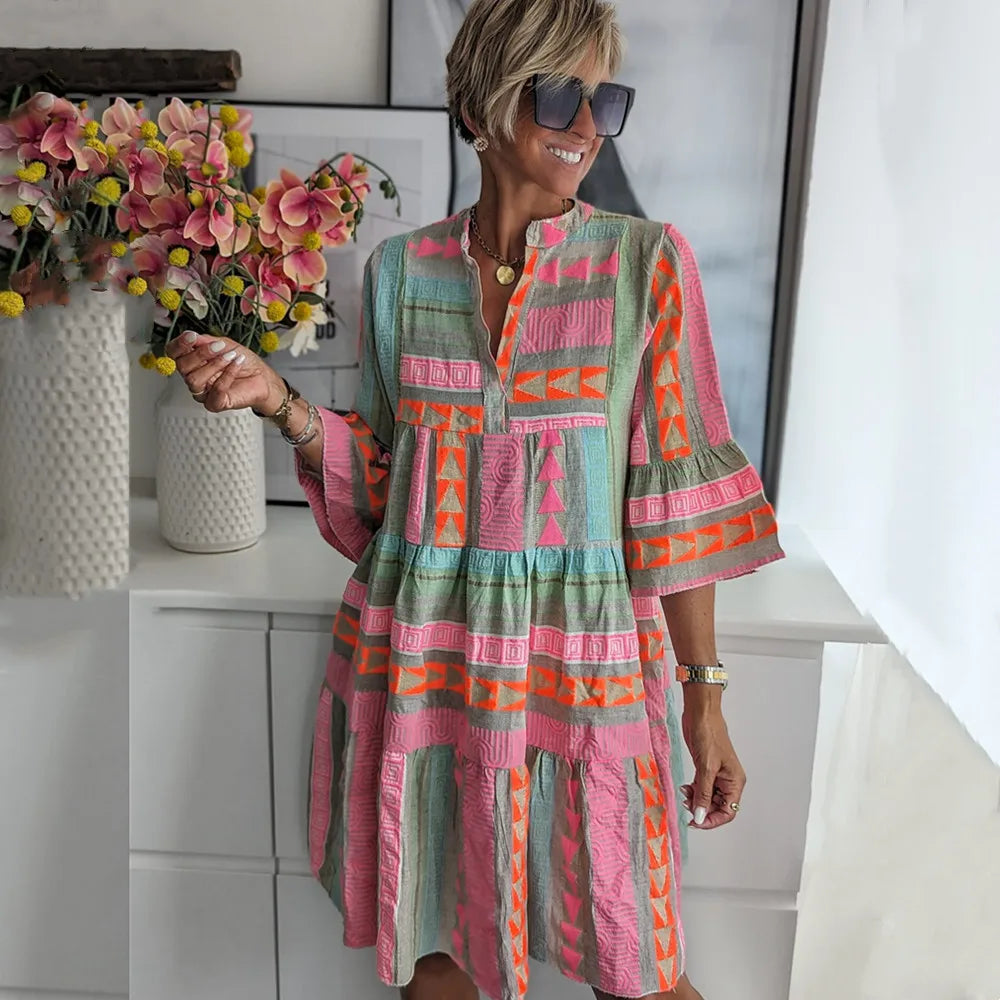 FREYA | BOHO JURK MET LAGEN EN ZWIER