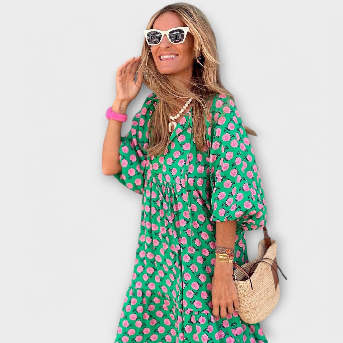 Elegante Geometrische Maxi Jurk