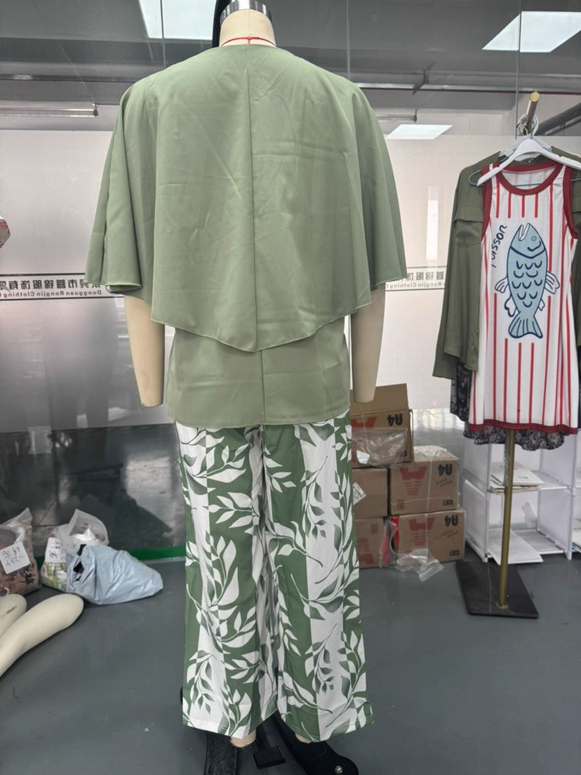 🔥Set damesbroek met print en top met ronde hals
