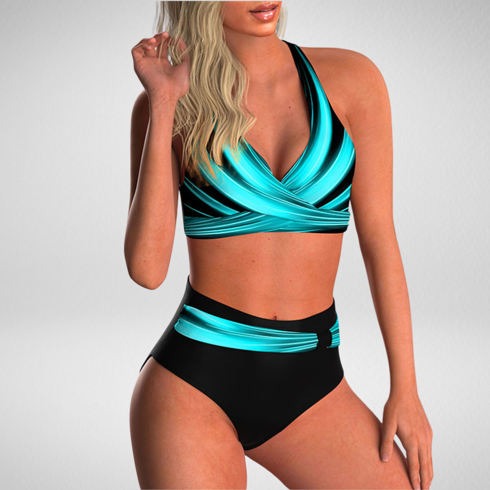 Liliana - Bikini Set met Kruis Hals en Print