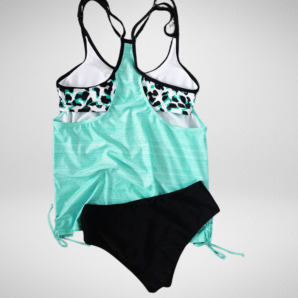 Augustus - Effen tankini met panterprint