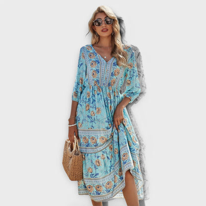 Xandra - Elegante Jurk met Bloemenprint