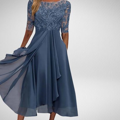 Sofia – Elegante blauwe midi-jurk