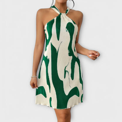Nysaa - Dames Halterjurk met Elegante Print en A-lijn Pasvorm