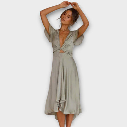 Margret - Elegante V-hals Midi-jurk