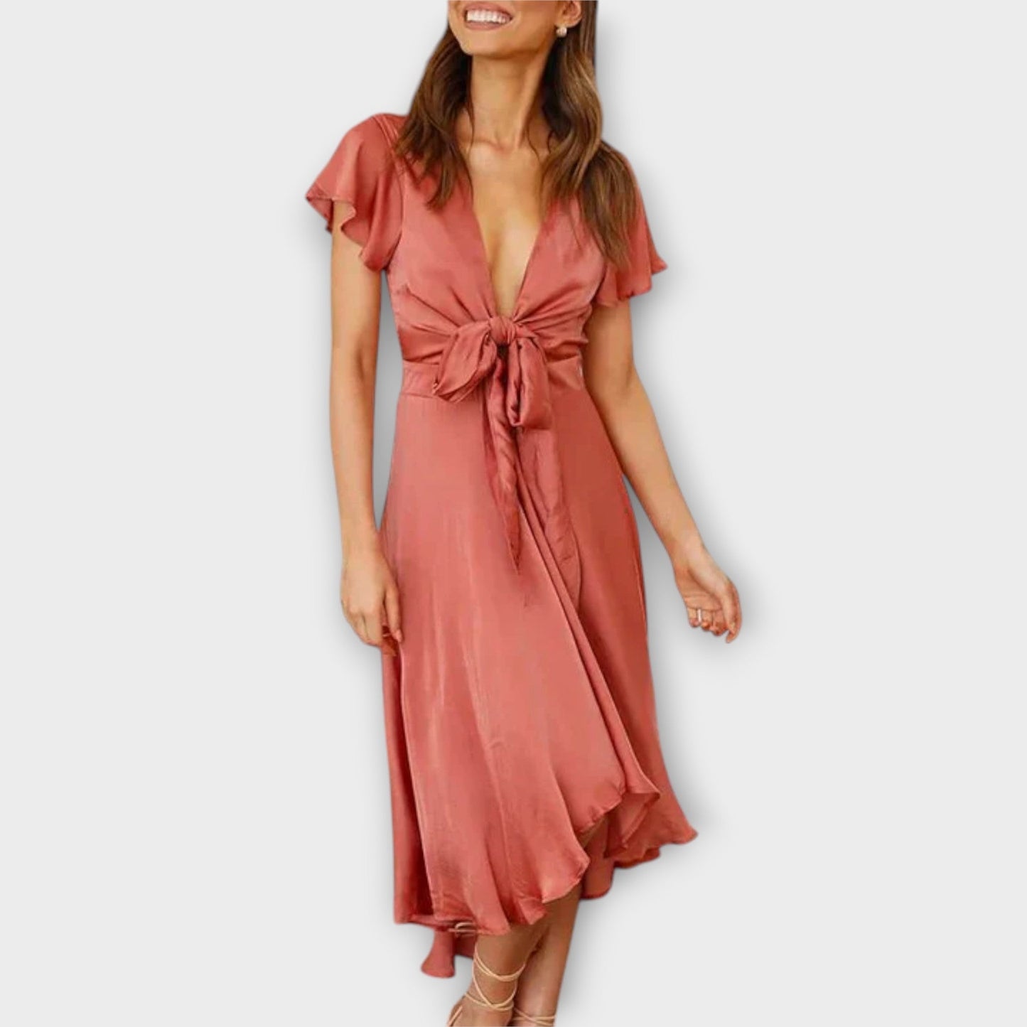 Margret - Elegante V-hals Midi-jurk