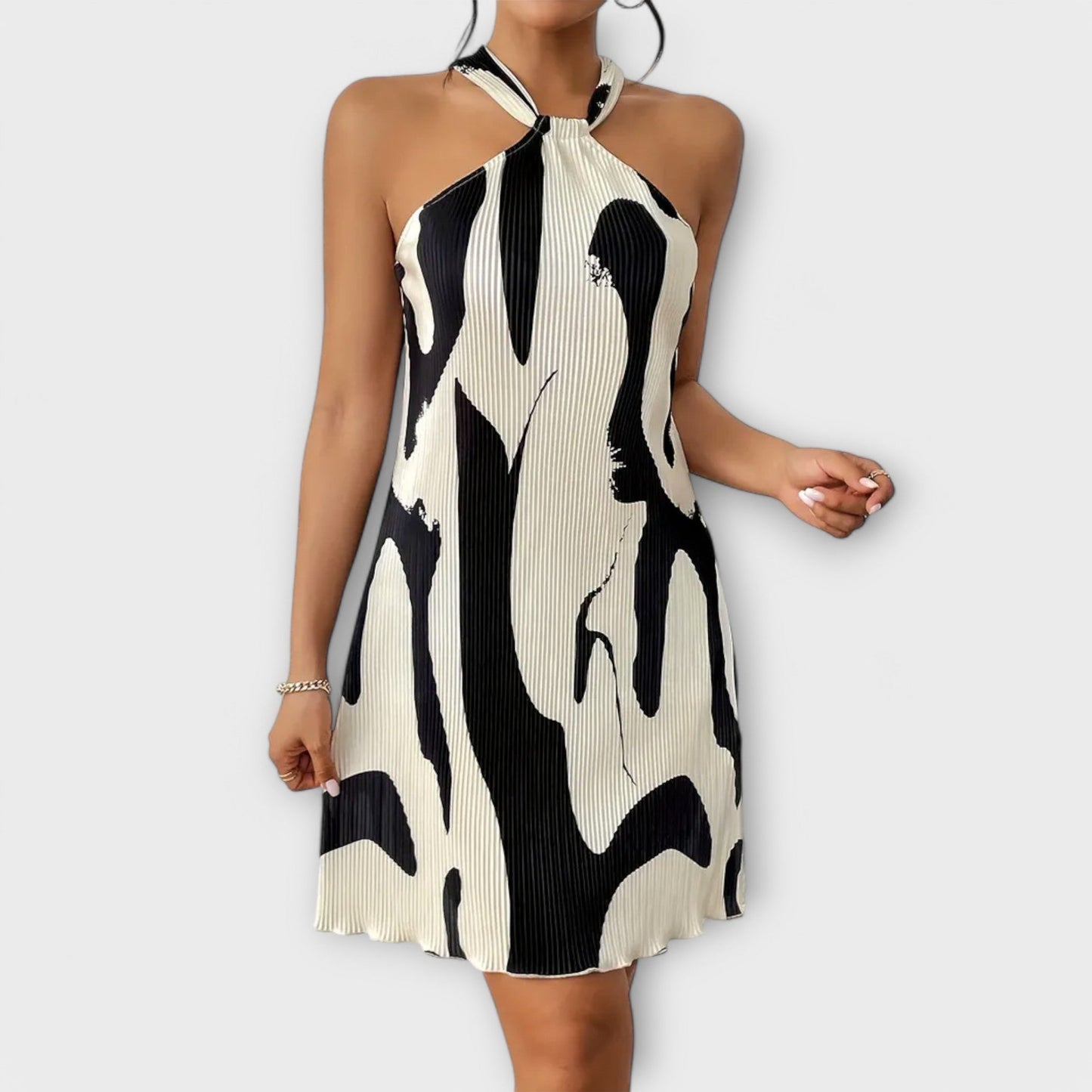 Nysaa - Dames Halterjurk met Elegante Print en A-lijn Pasvorm