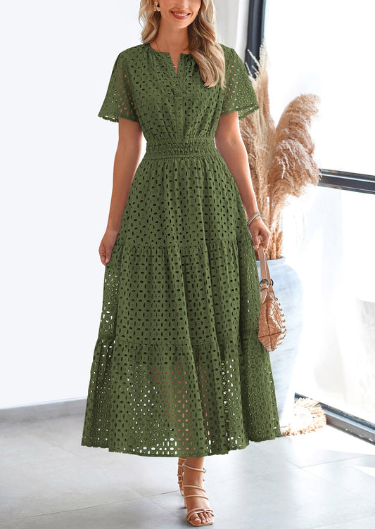 Lina™ | Broderie Elegantie Zomerjurk
