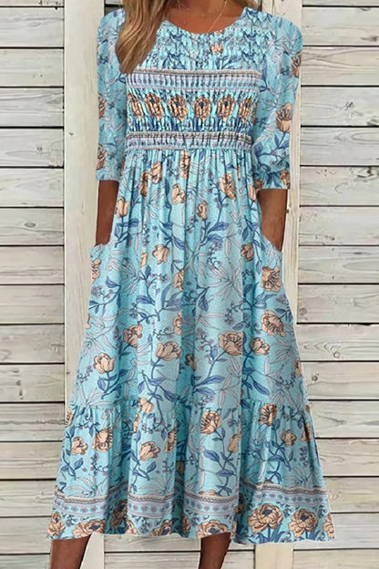 DARCIE | Vloeiende bloemblad-jurk met elegante buikbedekking