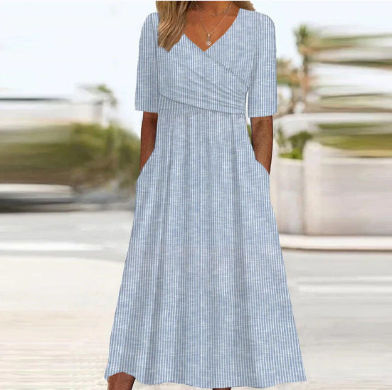 MARY | Botanische Midi Jurk met Flatterende Buikbedekking