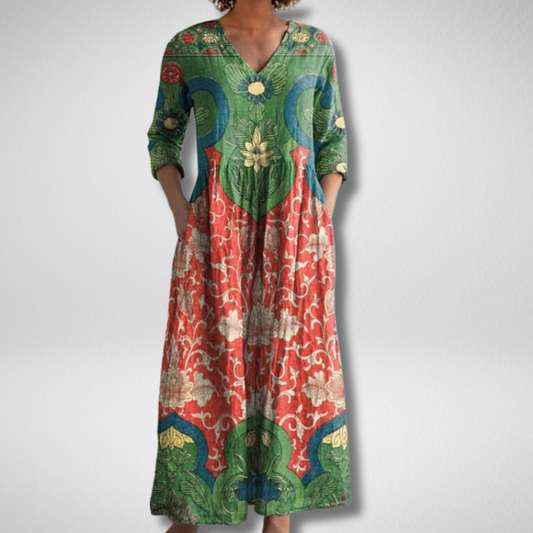 Judith – Vintage Bloemen Maxi-jurk