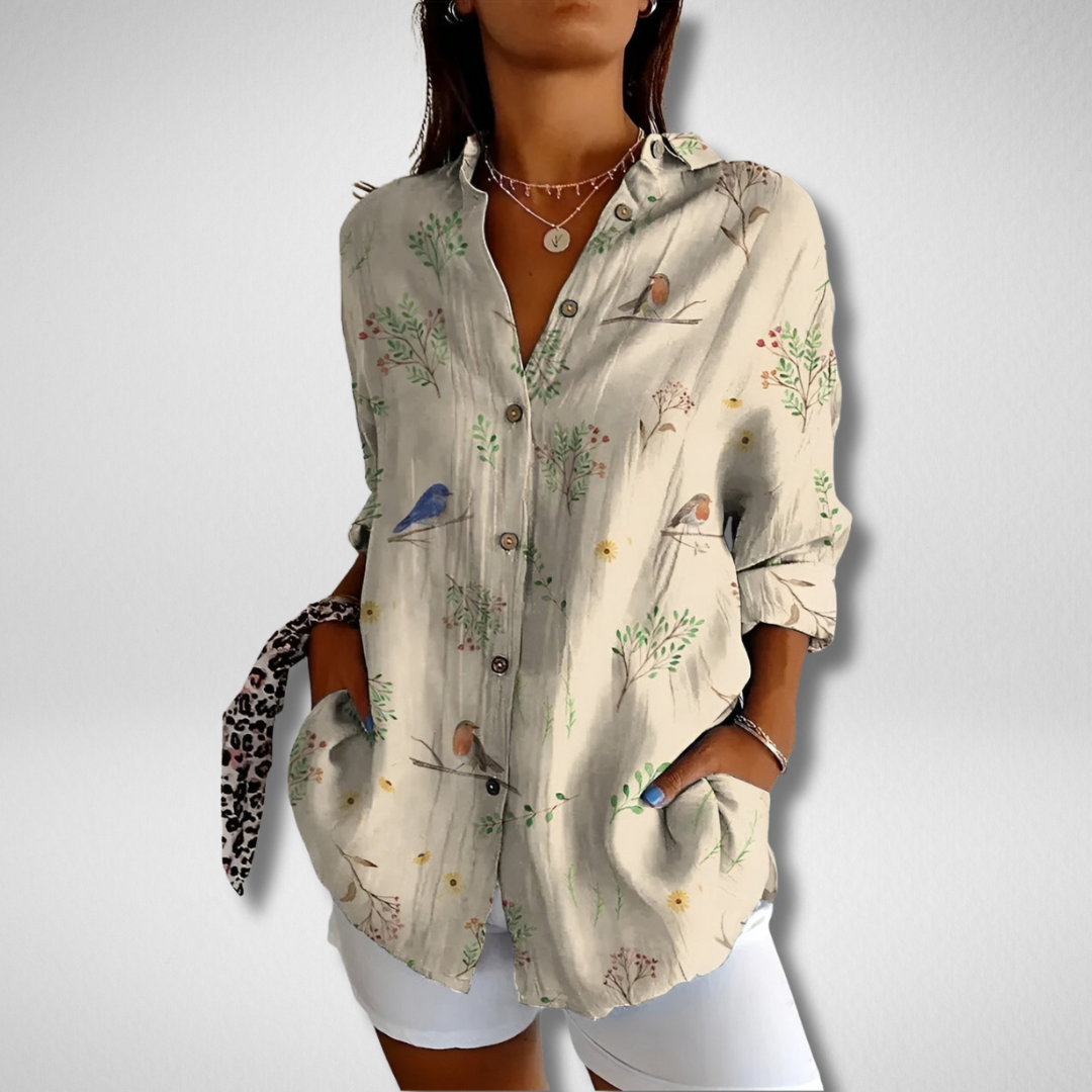 Willow | Vloeiende Blouse met Knoopsluiting en Elegante Buikbedekking