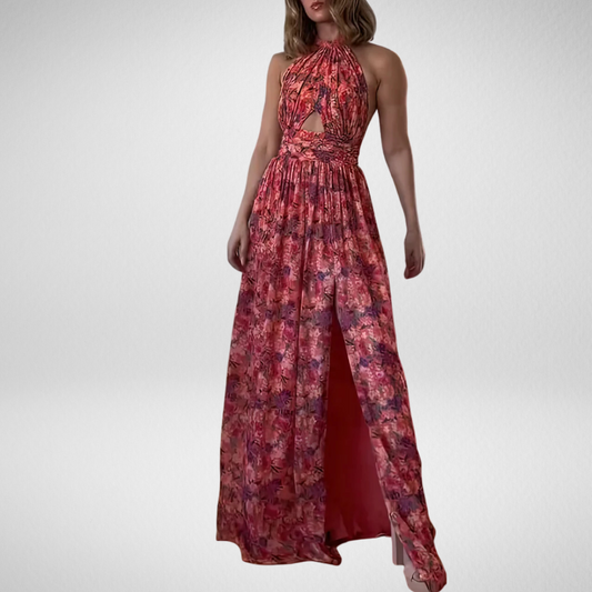 Isa Luna | Rugloos maxijurk met bloemenprint