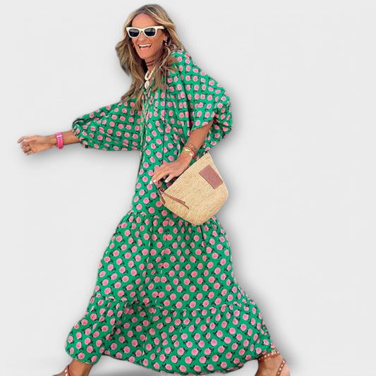 Elegante Geometrische Maxi Jurk