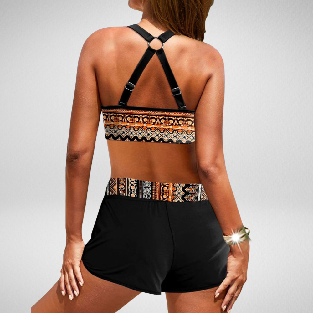 Maryan - Geometrisch Patroon Bikini met Hoge Elastische Taille