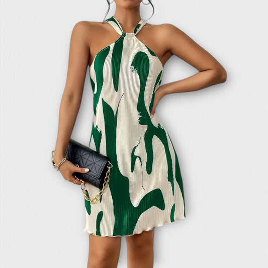 Nysaa - Dames Halterjurk met Elegante Print en A-lijn Pasvorm