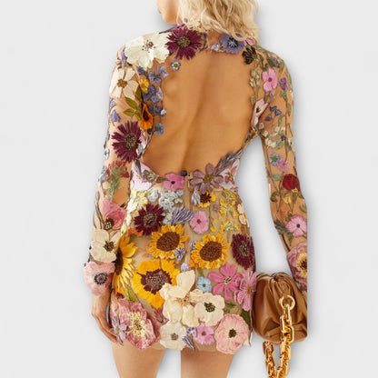 Jurk met 3D-bloemenpatroon